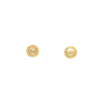 14K Bold Clear Flower Screw Back Earring