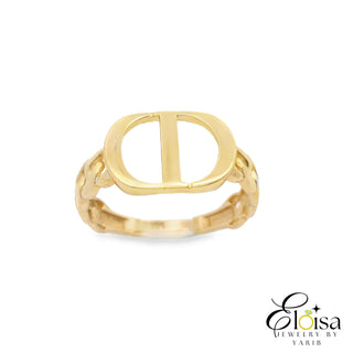 Elegant Gold Ring with Monogram Design