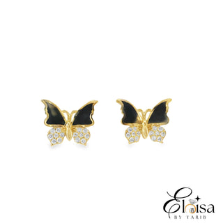 Enamel and Zirconia Butterfly Stud Earrings