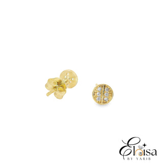 Small Round Single Pave Zirconia Stud Earrings