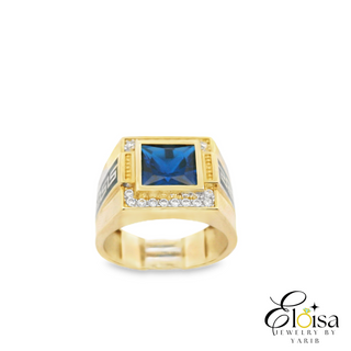 Elegant Gold Ring with Blue Zirconia