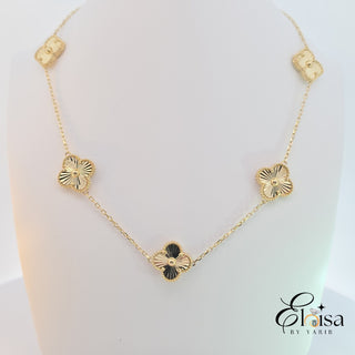 10Kt Five Gold Clover Necklace 13MM