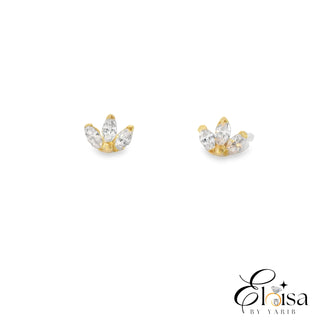 14K Three Marquise Screwback Earring