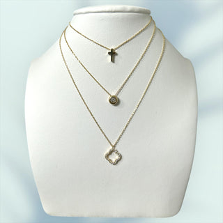 14K Open Flower with Cubic Zirconia Necklace