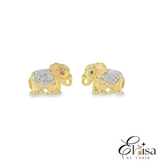 Three Color Elephant Stud Earrings