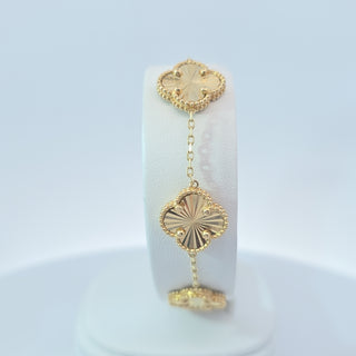 14Kt Gold Five Clover 14MM Bracelet