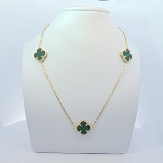 14Kt Green Three Clover 13MM Necklace