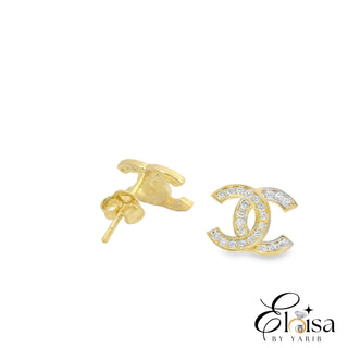 Medium C Zirconia with Bezel Stud Earrings