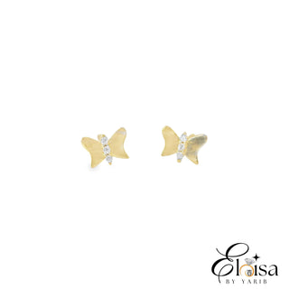 Butterfly with three Zirconia Center Stud Earrings