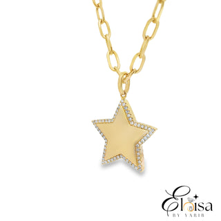 14K Five Pointed Star Diamond Necklace