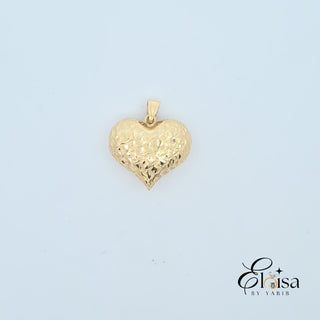14Kt Puff Heart Two Sided Pendant