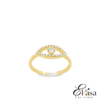 18K Eye Filigree Round Pave Diamond Ring