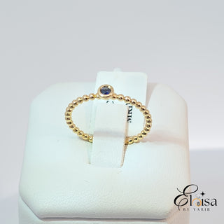 14K Simple Dots Bezel Sapphire Ring