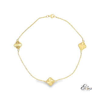 Fancy Link With Gold Flowers Anklet 1 MM 10"