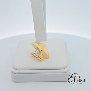 14Kt Square Pyramid Style Omega Earring