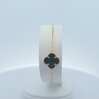 14Kt Black One Clover Bracelet