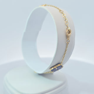 14Kt Blue Five Clover 13MM  Bracelet