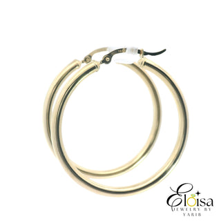 14Kt Round Classic Hoops Earrings 38MM