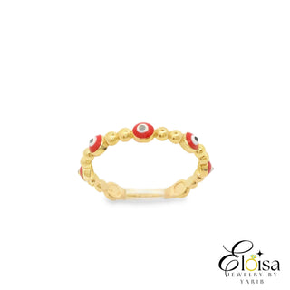 14Kt Red Enamel Eye Ring