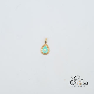 14Kt Aqua Eye Teardrop Style Pendant