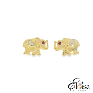 Elephant With Cubic Zirconia Adornment Stud Earring