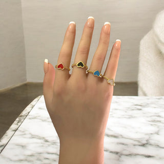 Small Red Heart Half  Curb Ring