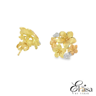 Tri-Color Fancy Flower Stud Earring