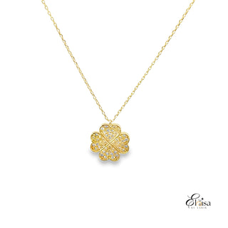 14Kt Four Leaf Cz Clover Necklace