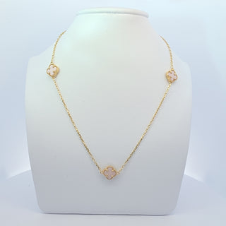 14Kt Pink Three Clover 9MM  Necklace