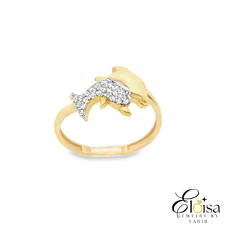 14Kt Two Dolphin Ring