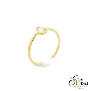 Simple  Ring with Pink Tear