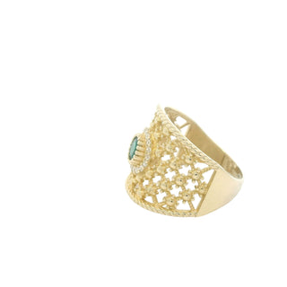 Filigree With Center Green Stone Ring