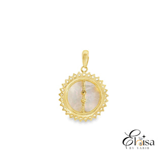 14K Ultra Fancy Eye Mother of Pearl and Cubic Zirconia Pendant