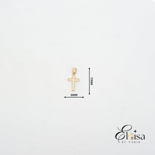 14Kt Small Cubic Zirconia Cross Pendant
