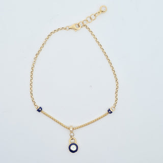 14Kt Blue Enamel Eye With Combination of Link