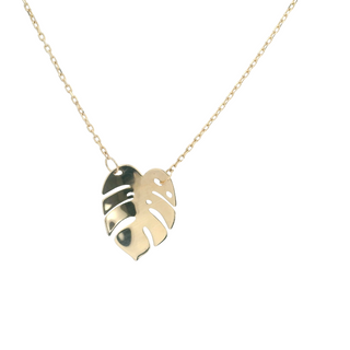 14Kt High Polish Monstera Necklace