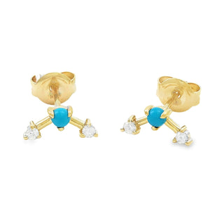 14Kt Turquoise And Diamond Fashion Earring