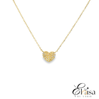 14Kt 6 MM Pave Diamond Heart Necklace