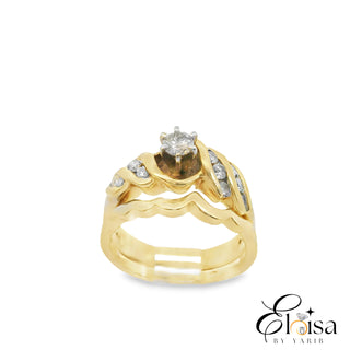 14Kt Wave  Engagement Diamond Ring