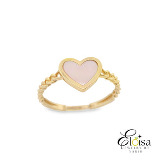 Small White Heart Half  Curb Ring