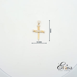 14Kt Cross of Nails with Cz