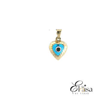 14K Eye Style Heart With Line Diamond Cut Pendant