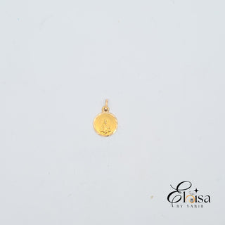 14Kt Tiny 9.7MM Round Medal Angel de la Guarda Pendant