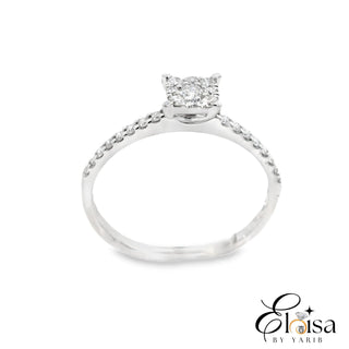 14K White Gold Solitaire Square With Four Prong Diamond 0.15 CT