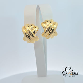 14Kt Double X Omega Earring