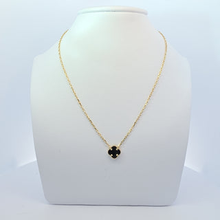14Kt Black One Clover Necklace