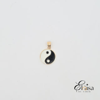 14Kt Enamel Yin and Yang Pendant