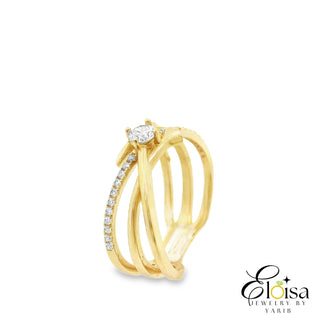 14Kt X- Chaped Nail with Cubic Zirconia Ring