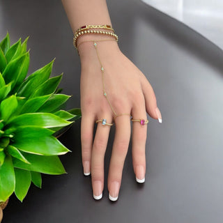 14Kt Blue Rectangular Cz with Rope Ring