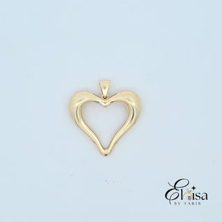 14Kt Puff Open Heart Pendant